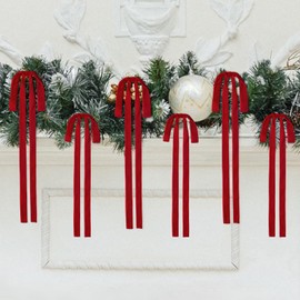 Wironlst - 12 lazos de terciopelo para Navidad, grandes lazos de terciopelo clásico para árbol de Navidad, guirnaldas, escaleras, decoraciones navideñas (rojo)