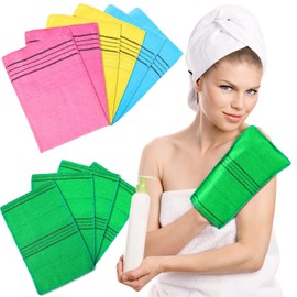 10 Pieces Korean Exfoliating Washcloth Mitt Asian Exfoliating Bath Body Scrub Mitt Italy Towel Double Sided Exfoliating Cloth Gloves Dead Skin Japanese Spa Wash Cloth (Mix Color)
