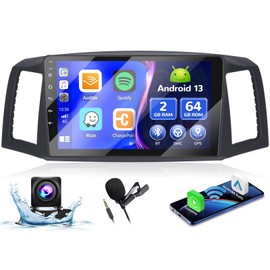 Inefala 2+64G Android 13 Carplay Radio Touch Screen Car Stereo for Jeep Grand Cherokee (LHD) 2004-2007, 10.1'' HD Compatible with Android Auto, AHD Backup Camera, Mirror Link, GPS, WiFi, FM RDS