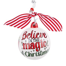 Glory Haus Santa's List Christmas Ornaments for Kids - Believe in The Magic of Christmas Handpainted Ceramic Ball Christmas Decoration - Christmas Tree Decorations - Cute Christmas Hanging Ornament