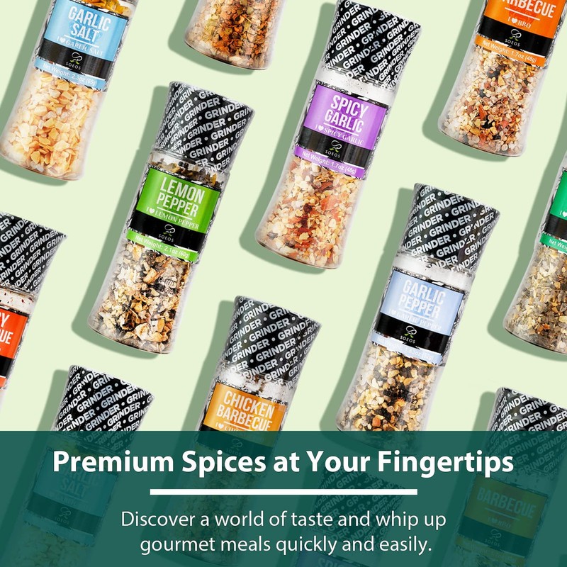 Soeos Spice Seasoning Set of 9 Individual Spice Grinder, Pure