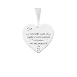 Dad Memorial Gift, Dad Memorial Plaque, Remembrance Decoration, In Loving Memory Gift, Ceramic Heart Christmas Tree Bauble Present from Son Daughter Husband Wife