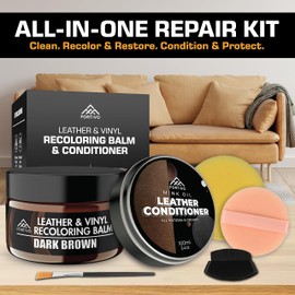 Leather Recoloring Balm with Mink, White Leather Paint, Leather Couch Repair Kit, Leather Repair Kit for Furniture, Leather Restorer for Couches, Leather Dye for Furniture, Mink Oil for Leather