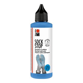 Marabu Sock Stop 17220106090 – 90 ml, Light Blue, Rubbery Anti-Slip Water-Based Paint, for Textiles for Secure Grip on Smooth Floors, Easy to Use from the Bottle