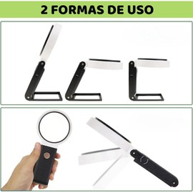 Lupa de Mano 10X 25X con Luz y Soporte, Lupa Plegable o Lupa de escritorio con Luces LED iluminadas para Personas Mayores que Leen, Trabajan de Cerca, Inspeccionan Monedas y Joyas de Reparación
