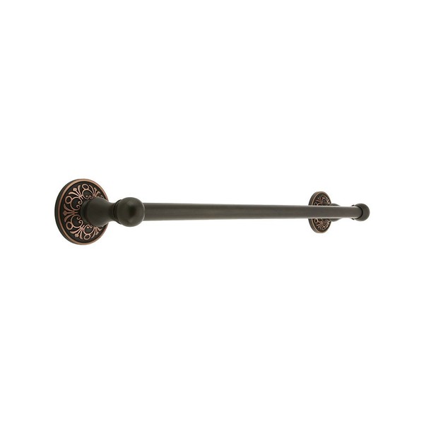 18" Brass Towel Bar with Lancaster Rosettes in Oil Rubbed Bronze