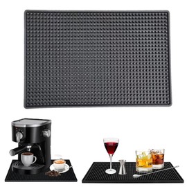 Tamper Mat, Coffee Mat, Rubber Bar Mat, Non-Slip, Heat Resistant, Drip Mat Tableware for Cafe, Bar, Kitchen, Restaurants, Black, 30 x 20 cm
