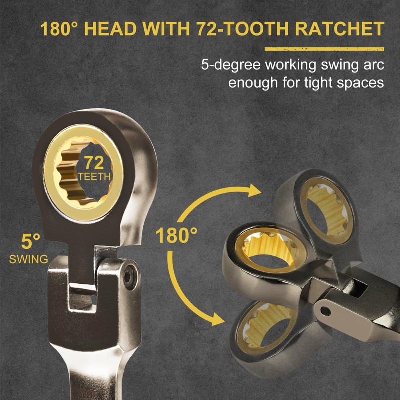 Egofine 11 Piece Flex Head Ratcheting Wrench Set, Metric Wrench