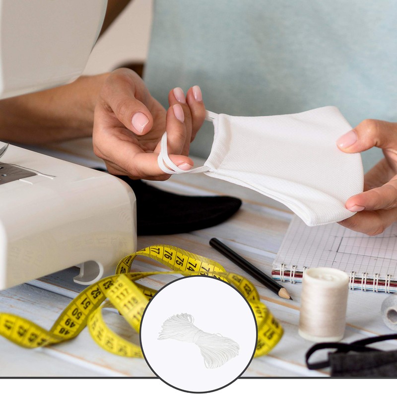 Elastic Cord for Masks, 3mm Elastic for Face Masks (White,