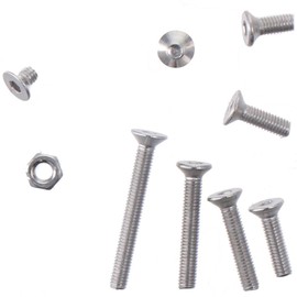 HOBBYIN 280Pcs M3 Metric Screws, 4mm-25mm Hex Socket Flat Head Countersunk Screw Bolts Nuts Assortment Kit (304 Stainless Steel)