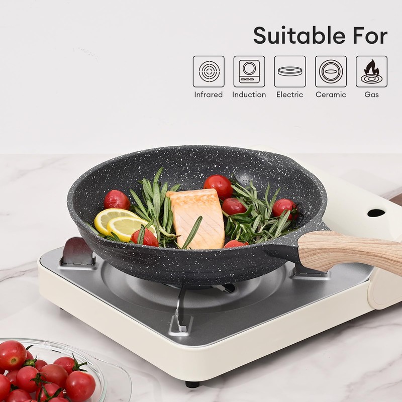 JEETEE Nonstick Frying Pans Set, Nonstick Omelette Skillet Set 3