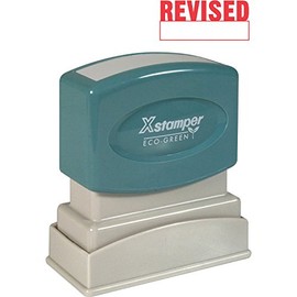 Xstamper One-Color Title Message Stamp, Revised, Pre-Inked/Re-Inkable, Red (1219)