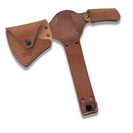 CRKT Woods Kangee Tomahawk Sheath: Full Grained Leather, Multiple Snaps, Belt Loops for Secure Carry of T-Hawk D2735