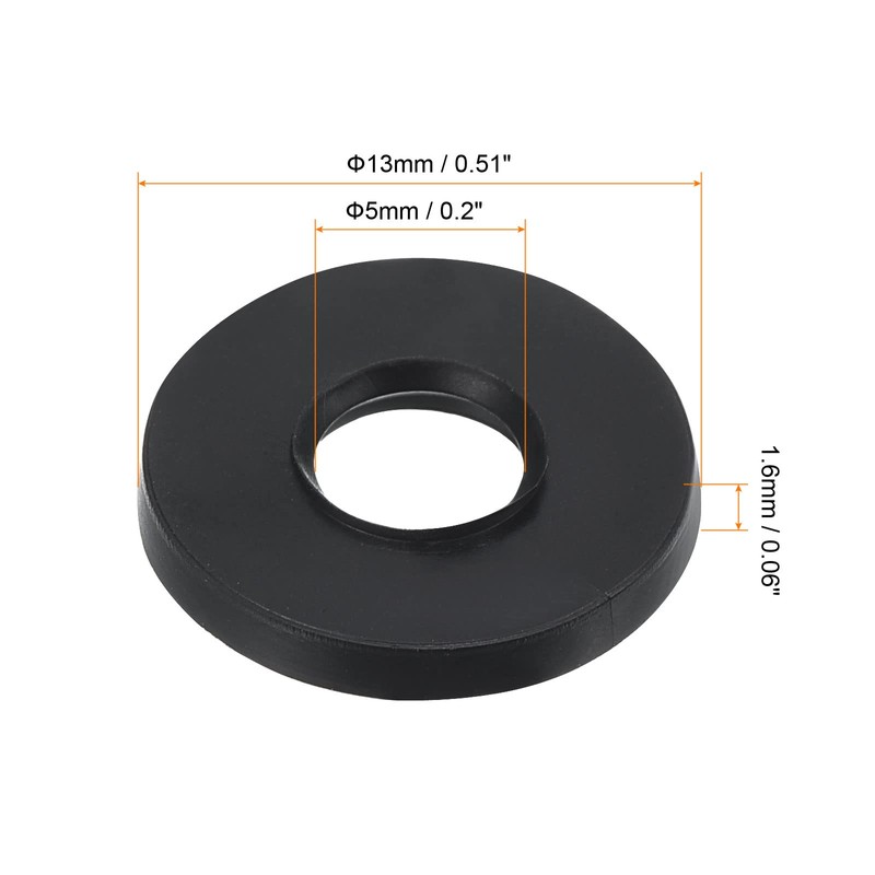 PATIKIL M6 Rubber Flat Washers 80 Pack 5 mm ID