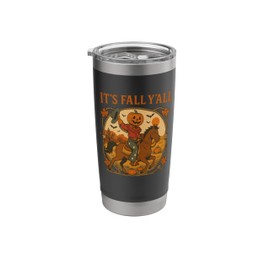 It's Fall Y'all Pumpkin Head Cowboy Stainless Steel Insulated Tumbler