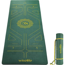 WiseLife TRU - Alfombrilla de yoga de alineación  correa de yoga elegante para hombres y mujeres (material ProBalance TPE de 6 mm extra grueso extra