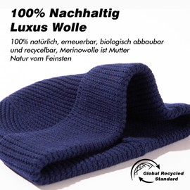 TOP-EX 100% Merino Knitted Hat, Classic Wool Hat, Warm Winter Hat, Beanie for Men and Women, Soft & Stretchy, Breathable & Unisex, blue