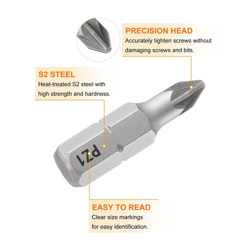 sourcing map 10pcs PZ1 Screwdriver Bit 1/4" Hex Shank 25mm/1"