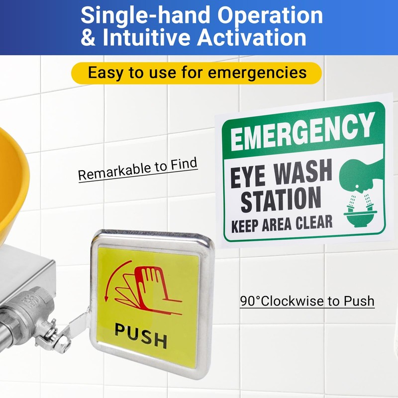 304 Stainless Steel Eye Wash Station, Wall-Mounted Emergency Eye Washer-