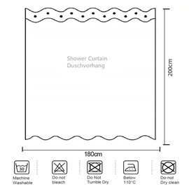 goodbath Fish Shower Curtain, Ocean Anti Mould Fabric Waterproof Bath Curtains for Bathroom Bathtub, 180 x 200 cm, Light Blue