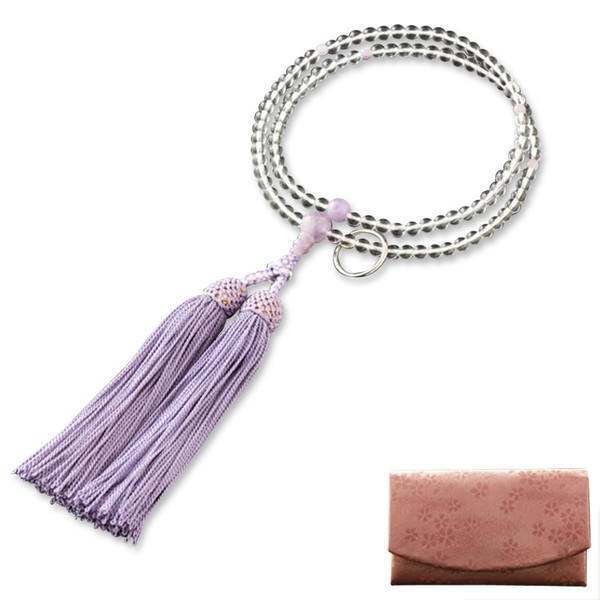 Fighters 仏壇/Bunch, Wrinkle 曹洞宗 Prayer Beads Crystal Mauve 雲石 with Official (For Women) AAA [Mala Bag Set] SW – 100 Kyoto 念珠