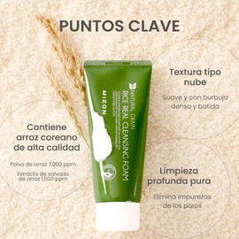 MIZON Limpiador Facial Coreano con Extracto de Arroz - natural grain rice real cleansing foam - espuma limpiadora facial hidratante y suave para todo tipo de piel 150 ml