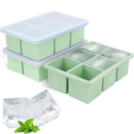 Silicone Ice Cube Tray 3Pack, SAWNZC Large Ice Cube Molds for Whisky Cocktail, Big Square Ice Maker Tray with Lid for Freezer