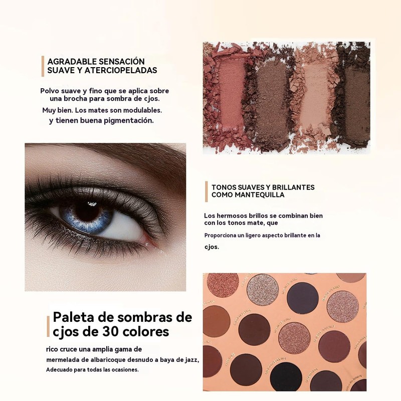 MAFFICK Paleta de Sombras de Ojos, 30 Colores, Acabados Mate,