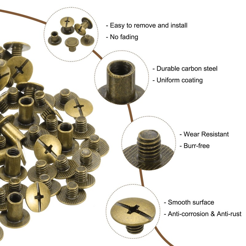 sourcing map 50 Sets Chicago Screw Rivets Metal Phillips Head