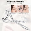 Silver Handheld Eyelash Curler Clip Portable Long Lasting Metal Silicone