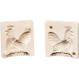 German Hand Made Finely Carved 2 Piece Butter Mold Rooster Design