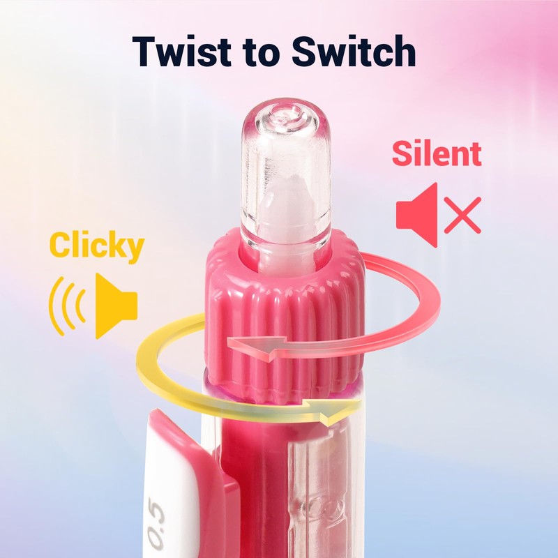 WRITECH Retractable Gel Ink Pens: 0.5mm Black-Ink Switch Between Silent