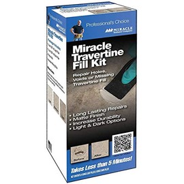 Miracle Travertine/Limestone Chip & Crack Fill Repair Kit w/Light & Dark Custom Colors 8oz. Dark Filler & 8oz. Light Filler - Improved Version 2021