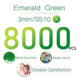 qiipii 8000PCS 3mm Emerald Green AB Resin Rhinestones for Crafts Dark Green AB Flatback Jelly Rhinestones Bulk SS10 Non-Hotfix Stones Diamonds Crystals Gems for Mugs Tumblers Bottles DIY Crafts