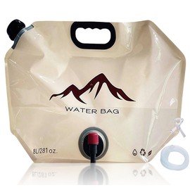 ZUMVIVIN Collapsible Camping Water Container 8L with 100cm Supply Pipe and 20cm Outlet Pipe for Hiking Climbing Fishing Travel Picnic (#1-KHAKI)