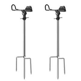 AVMAXCAM Fishing Rod Holder, Upgraded 360° Adjustable Stainless Steels Fishing Rod Holders for Bank Fishing, Fishing Gear(Black)