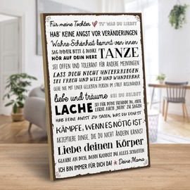 ARTFAVES® Wooden Sign with Saying - ‘Für Meine Tochter’ | Shabby Chic Vintage Look Gift for Love / Mum / Mother / Child | Size: 19 x 28 cm.