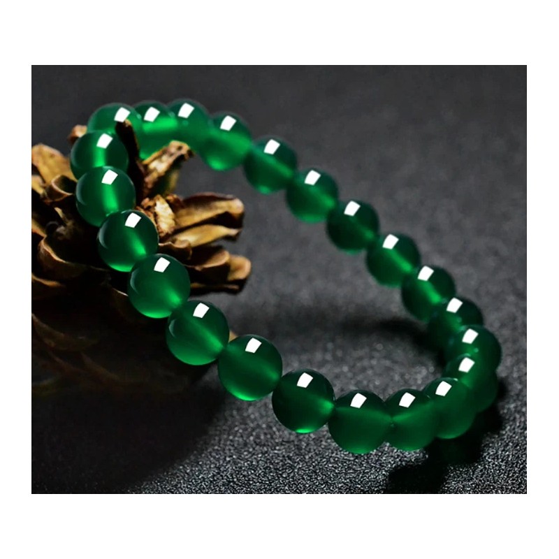 Natural Green Emerald 8mm Round Bead Bracelet - Heart Chakra