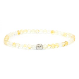 LAKADA Genuine Gemstone Bracelet with Faceted 4 mm Beads and Stainless Steel Tree of Life Healing Stone Protective Stone Bracelet Lucky Charm Talisman Gift, Gemstone, Faceted gemstone