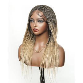 JALIZA 24" 360° Knotless Box Braided Wig with Swiss HD Full Lace – Pre-Cut, 1B/27/613 Blend, 123 Strands, Lightweight Synthetic with Human Hair Baby Hair