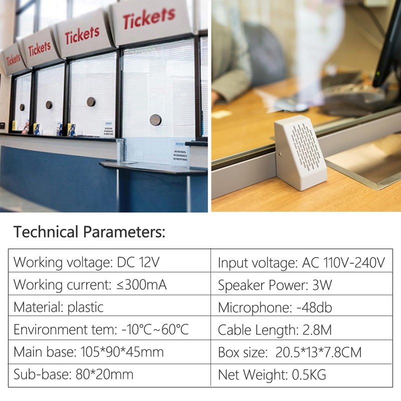 KOQICALL Window Speaker Intercom System, Window Intercom, Anti-Interference Dual Way