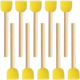 Pndeyo 10pcs Round Sponge Brushes for Painting, Foam Paintbrushes with Wooden Handle, Sponge Paint Brush Staining Tool for DIY Arts and Crafts- Yellow