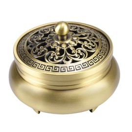 TAIYOU Vintage Messing Räuchergefäß mit 3 Füßchen Feuerfeste Matte Räucherschälchen Incense Burner Kit Räucherstäbchenhalter Metall Räucherschale Retro Weihrauchbehälter für Hause Büro Yoga Dekoration