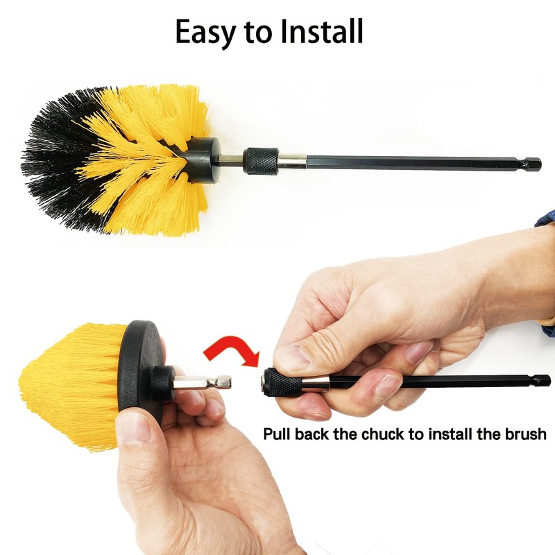 Drill Brush Attachment Set, 7 Pack 1/4in Power Scrubber Brush