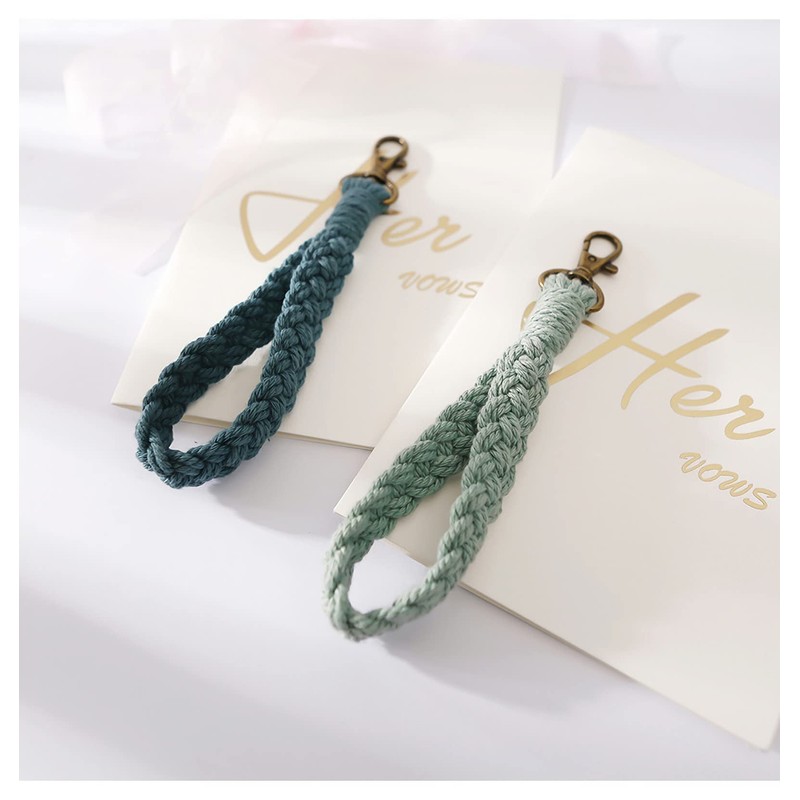 Poagoep Macrame Boho Keychain Bracelet Handmade Wristlet Keychain Keyring Holder