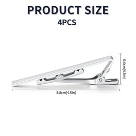 Bekecidi 4 Pieces Tie Clips, Men's Tie Bar Clips, Classic Tie Clips, Tie Pins Set, for Wedding, Party, Meeting (4 Colors)