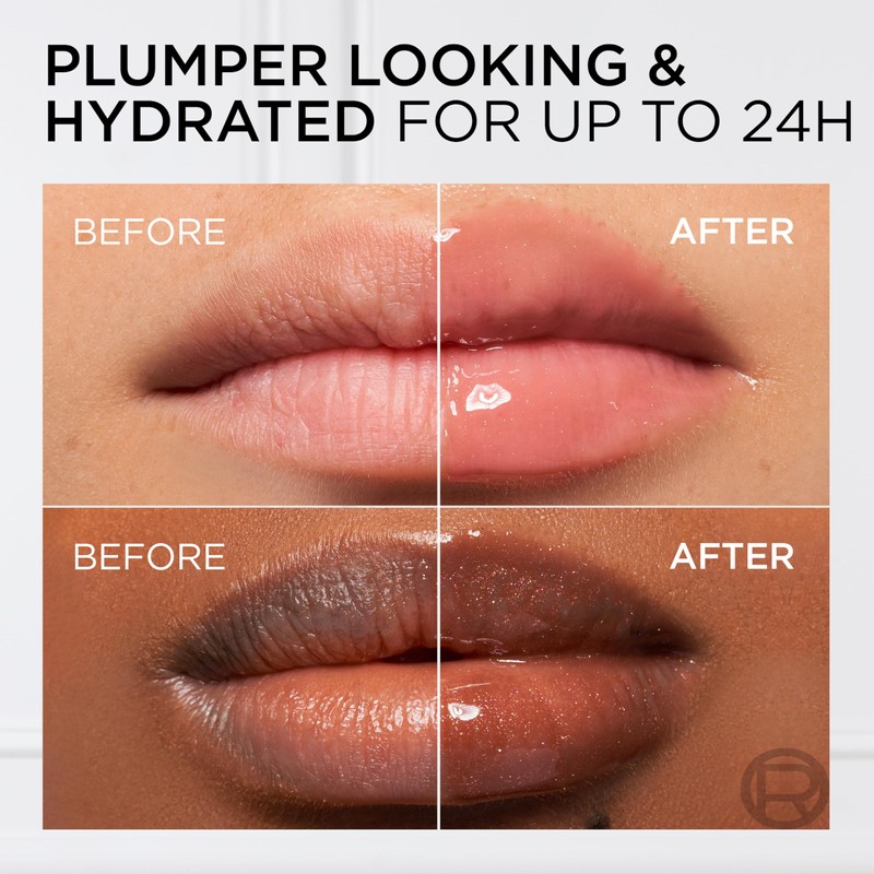 L'Oréal Paris Lip Plumping Gloss, Nourishing and Hydrating, Cooling Sensation,