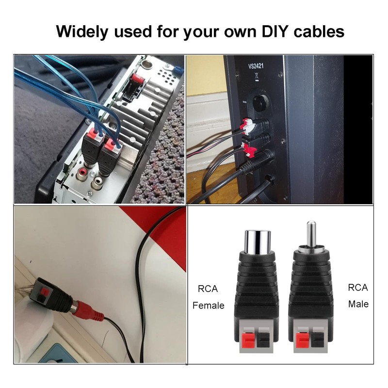 RCA to Speaker Wire Adapter, EIGHTNOO 10pcs Speaker Wire Connector