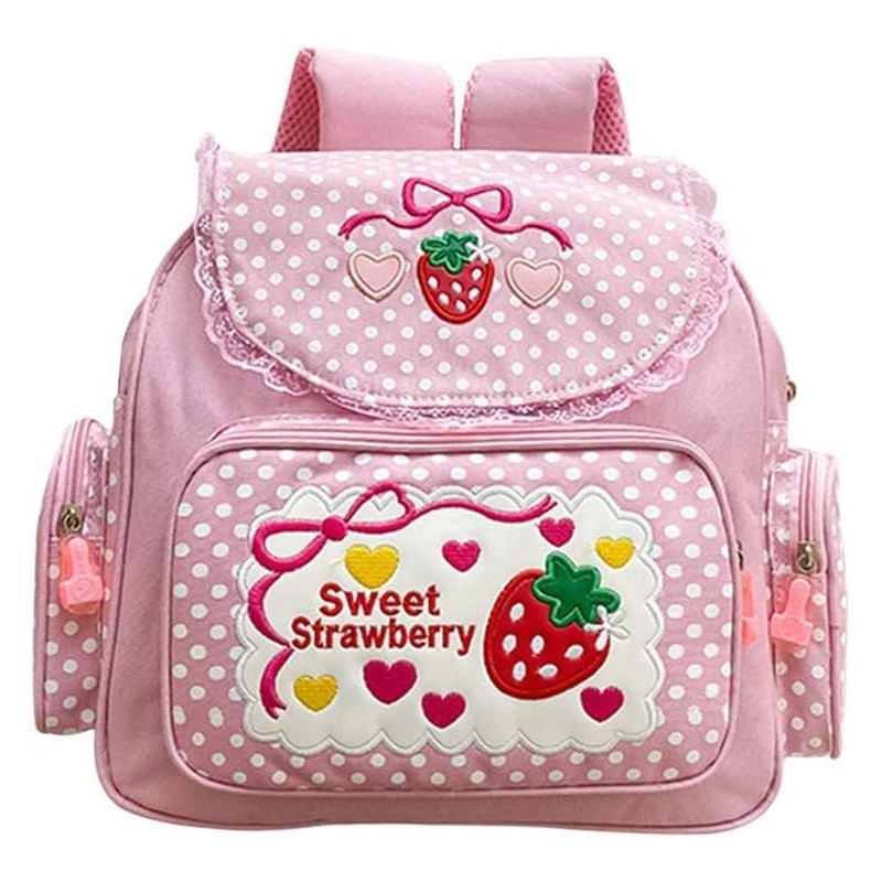 Sothuba Kawaii Strawberry Embroidery Backpack for Girls Teens Students School