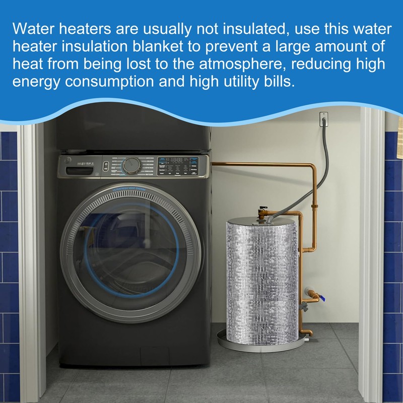 moonoom Water Heater Blanket Insulation Wrap,9.8ftx 15.7in Aluminum Foil Hot